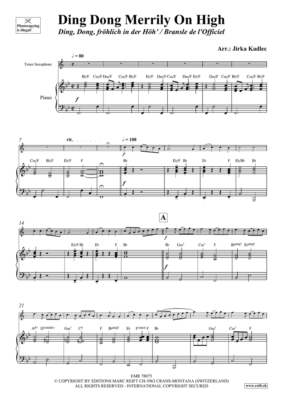 Ding Dong Merrily On High Tenor Saxophone scores gallery preview page 4