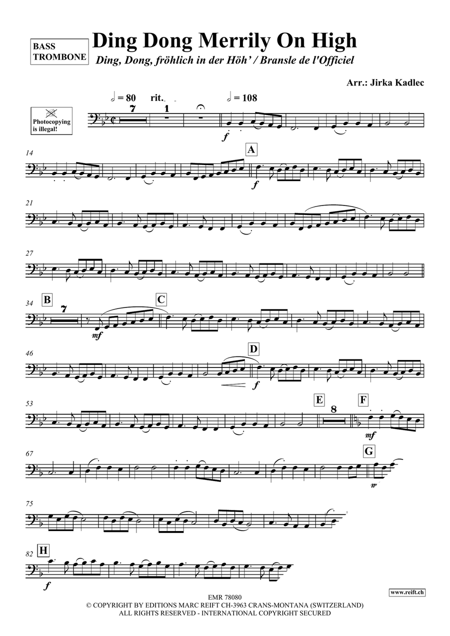 Ding Dong Merrily On High Bass Trombone scores gallery preview page 3