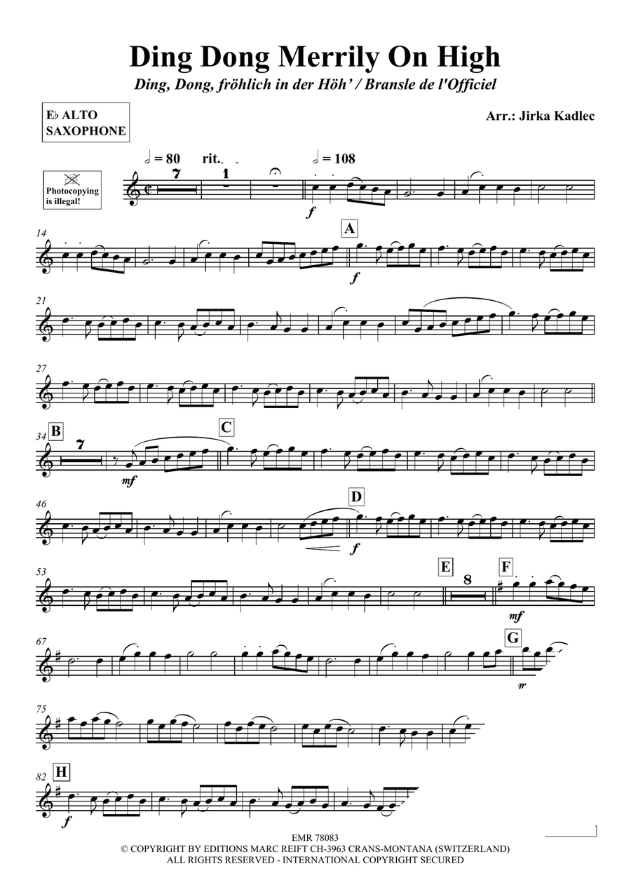 Ding Dong Merrily On High Alto Saxophone scores gallery preview page 3