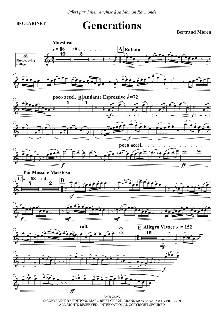 Generations Generations Clarinet Solo scores gallery preview page 4