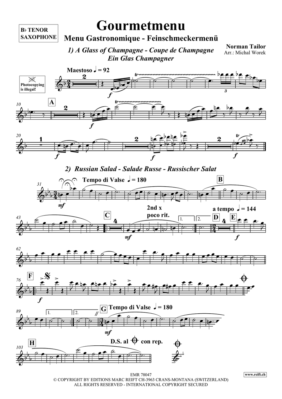 Gourmetmenu Gourmetmenu Tenor Saxophone scores gallery preview page 3