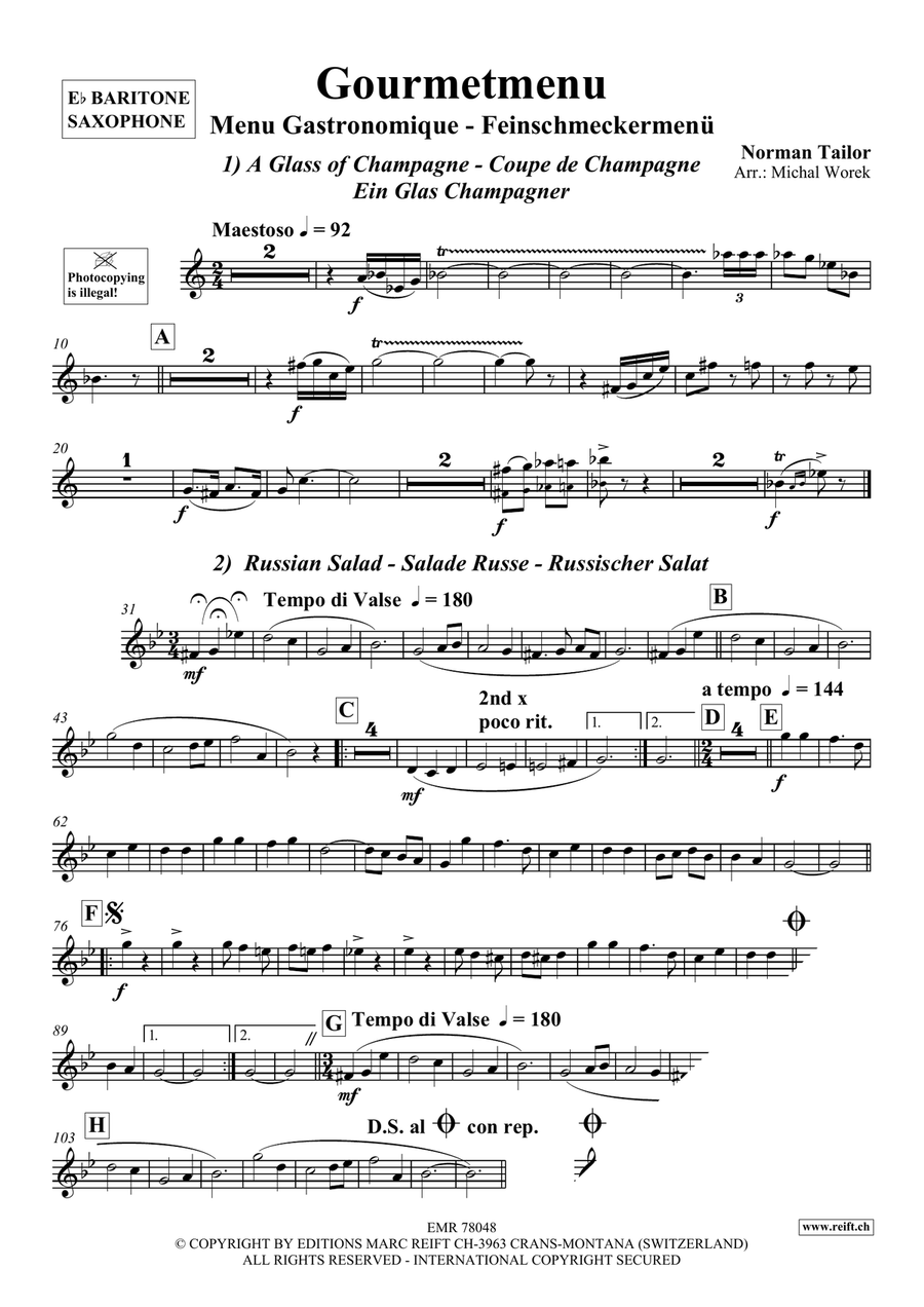 Gourmetmenu Gourmetmenu Baritone Saxophone scores gallery preview page 3