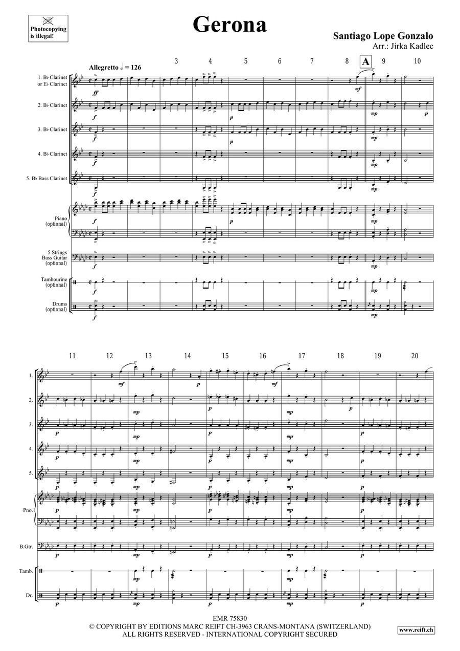 Gerona Gerona Clarinet Quintet scores gallery preview page 3