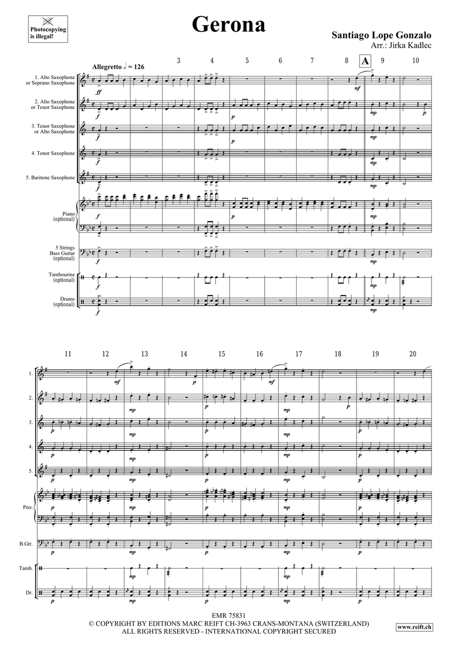 Gerona Gerona Saxophone Quintet scores gallery preview page 3
