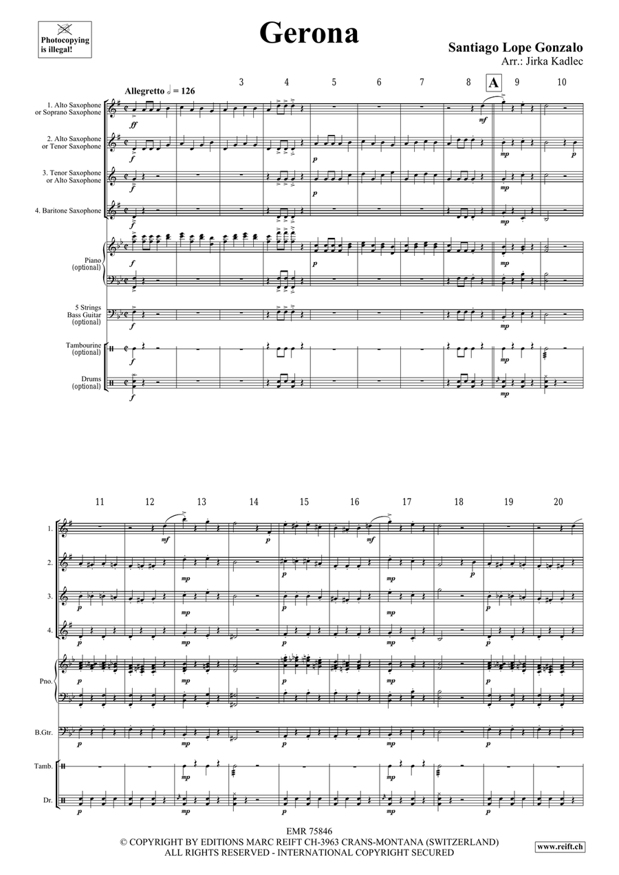 Gerona Gerona Saxophone Quartet scores gallery preview page 3