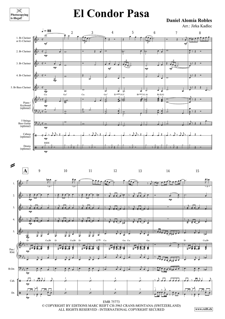 El Condor Pasa El Condor Pasa Clarinet Quintet scores gallery preview page 3