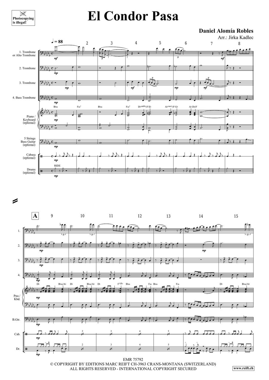 El Condor Pasa El Condor Pasa Trombone Quartet scores gallery preview page 3