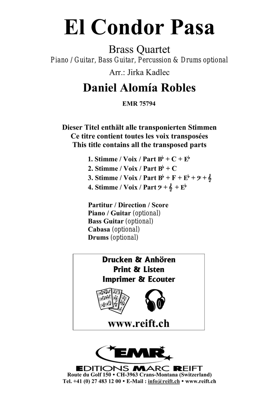 El Condor Pasa El Condor Pasa Brass Quartet scores gallery preview page 2