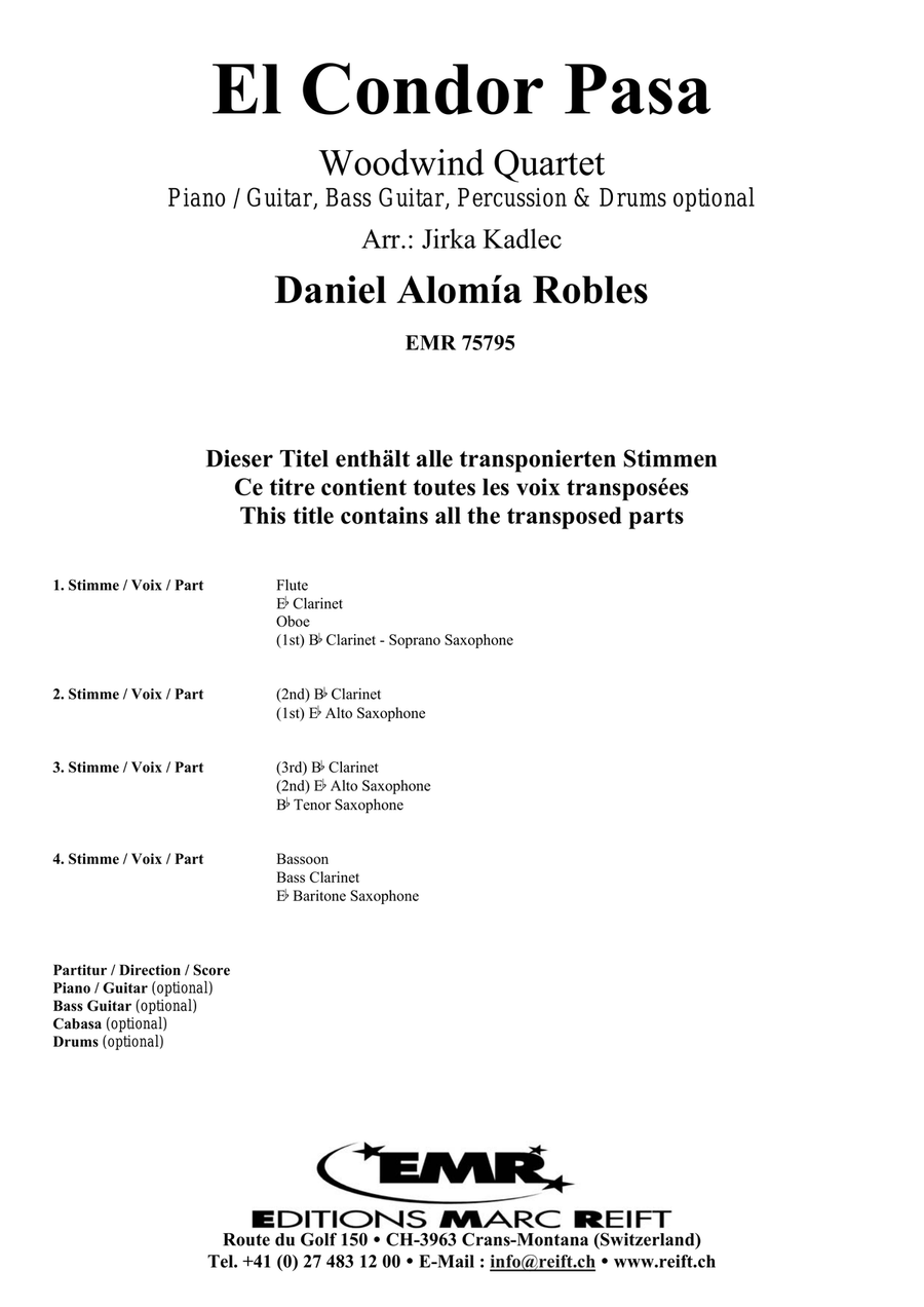 El Condor Pasa El Condor Pasa Woodwind Quartet scores gallery preview page 2