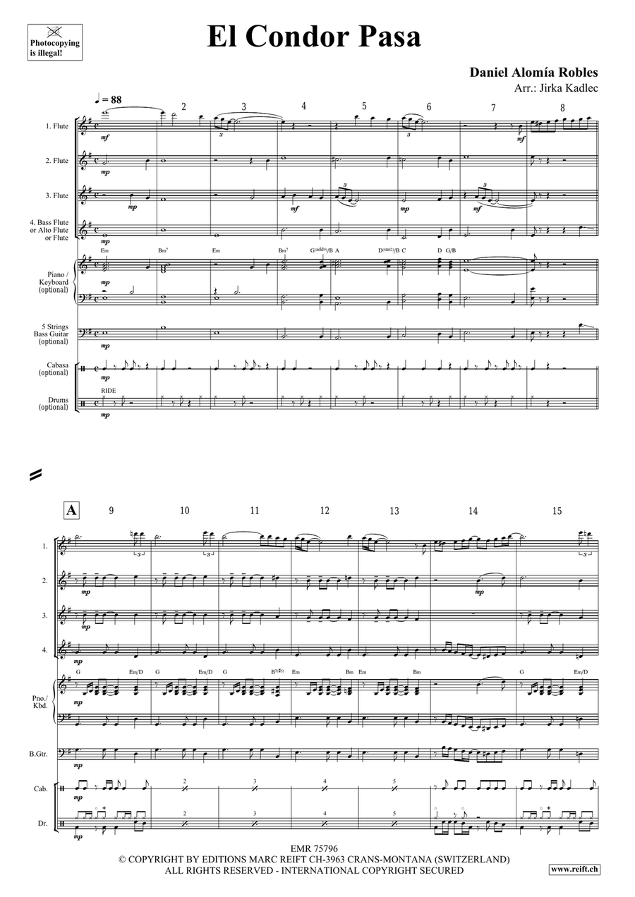 El Condor Pasa El Condor Pasa Flute Quartet scores gallery preview page 3