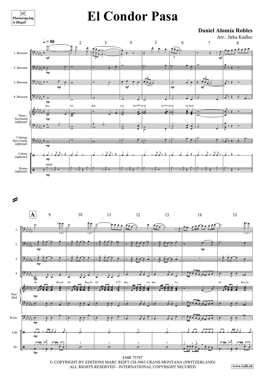 El Condor Pasa El Condor Pasa Bassoon Quartet scores gallery preview page 3