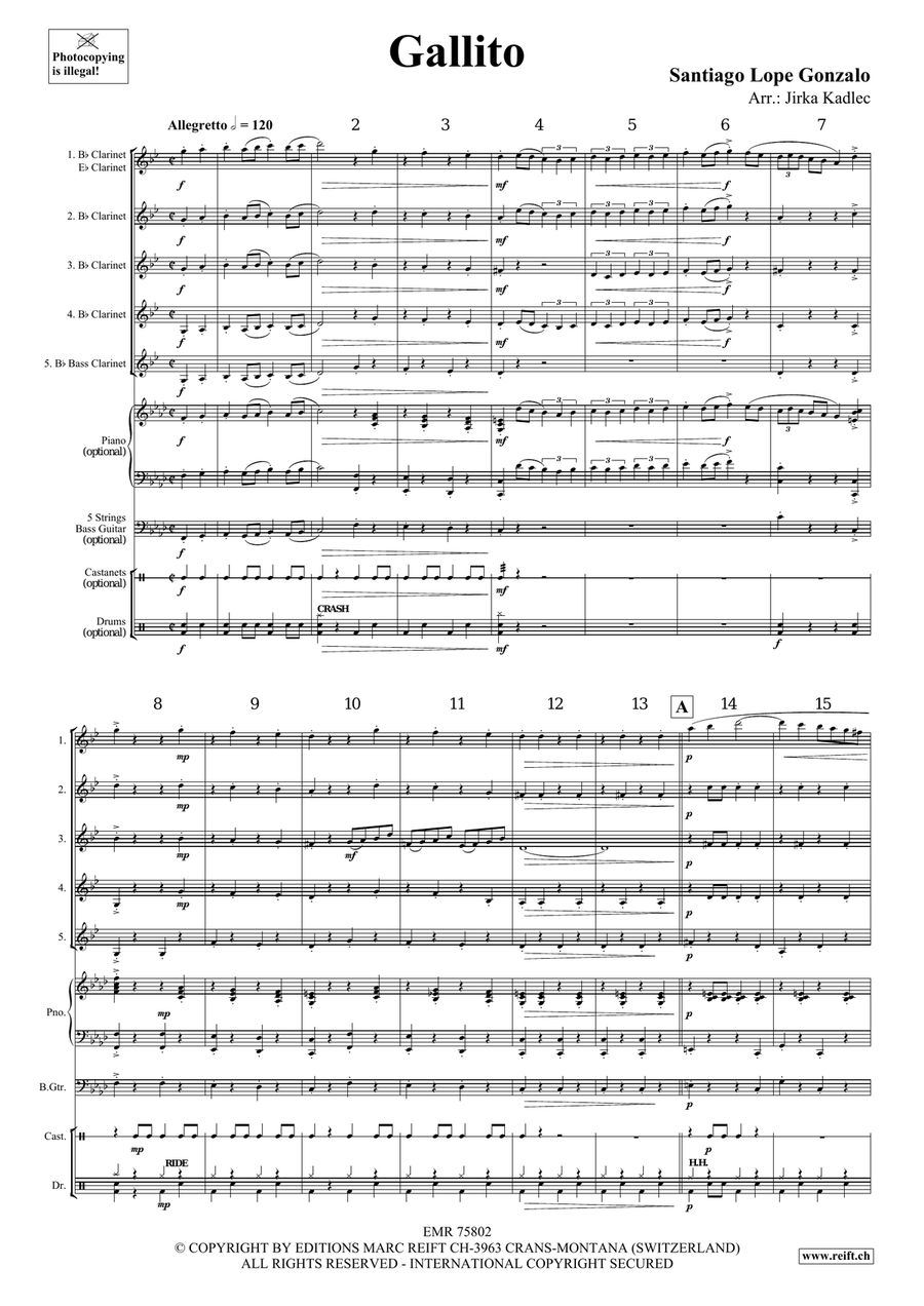 Gallito Gallito Clarinet Quintet scores gallery preview page 3