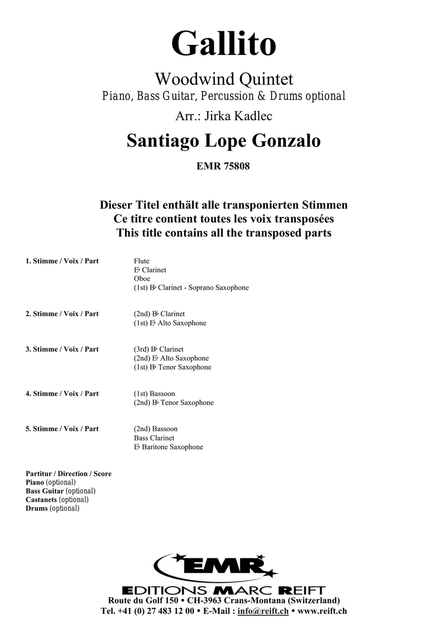 Gallito Gallito Woodwind Quintet scores gallery preview page 2