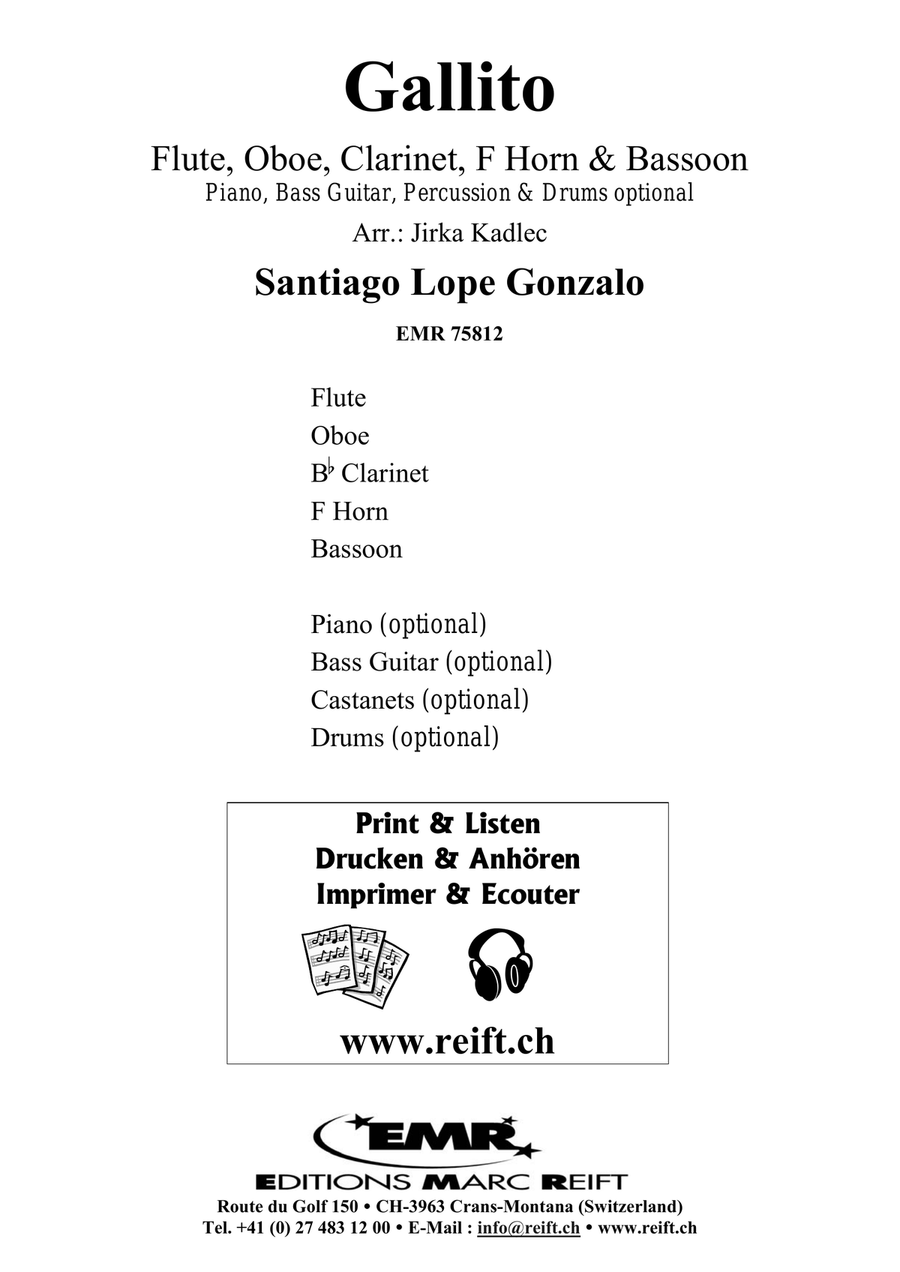 Gallito Gallito Woodwind Quintet scores gallery preview page 2