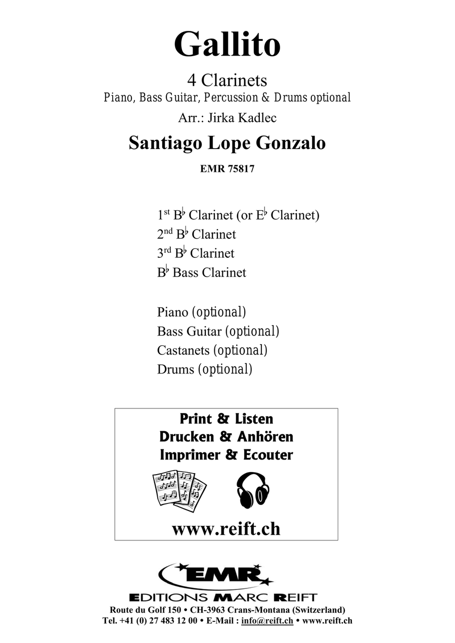 Gallito Gallito Clarinet Quartet scores gallery preview page 2