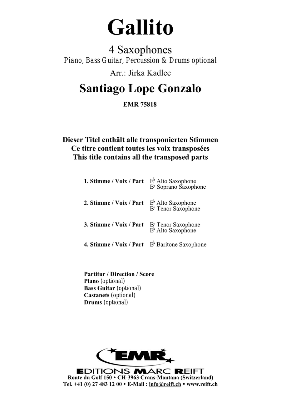 Gallito Gallito Saxophone Quartet scores gallery preview page 2