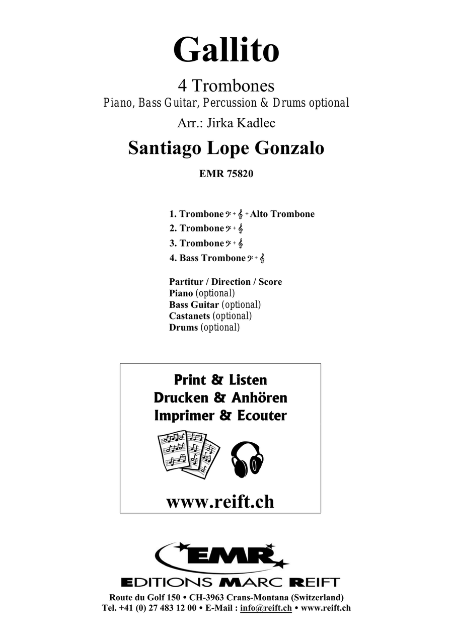 Gallito Gallito Trombone Quartet scores gallery preview page 2