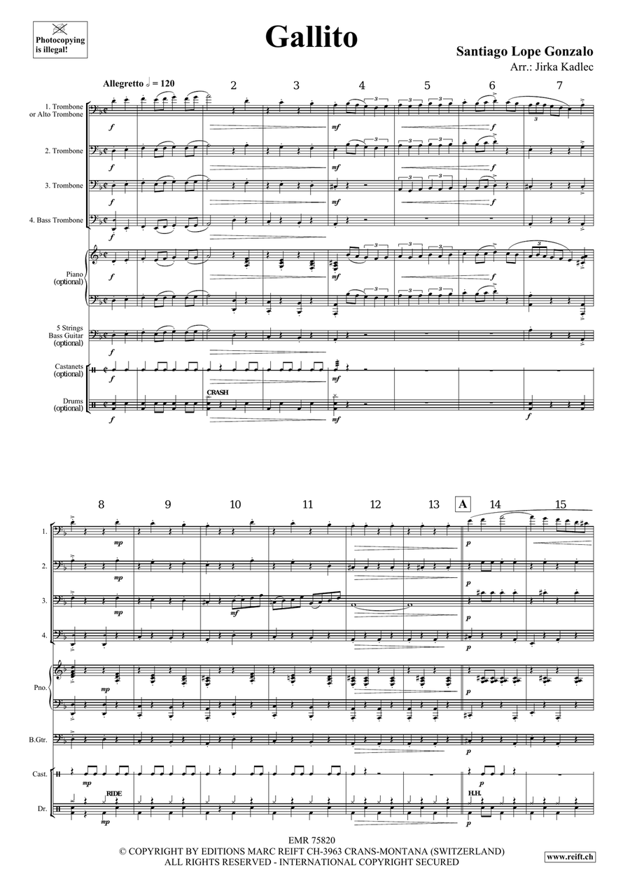 Gallito Gallito Trombone Quartet scores gallery preview page 3
