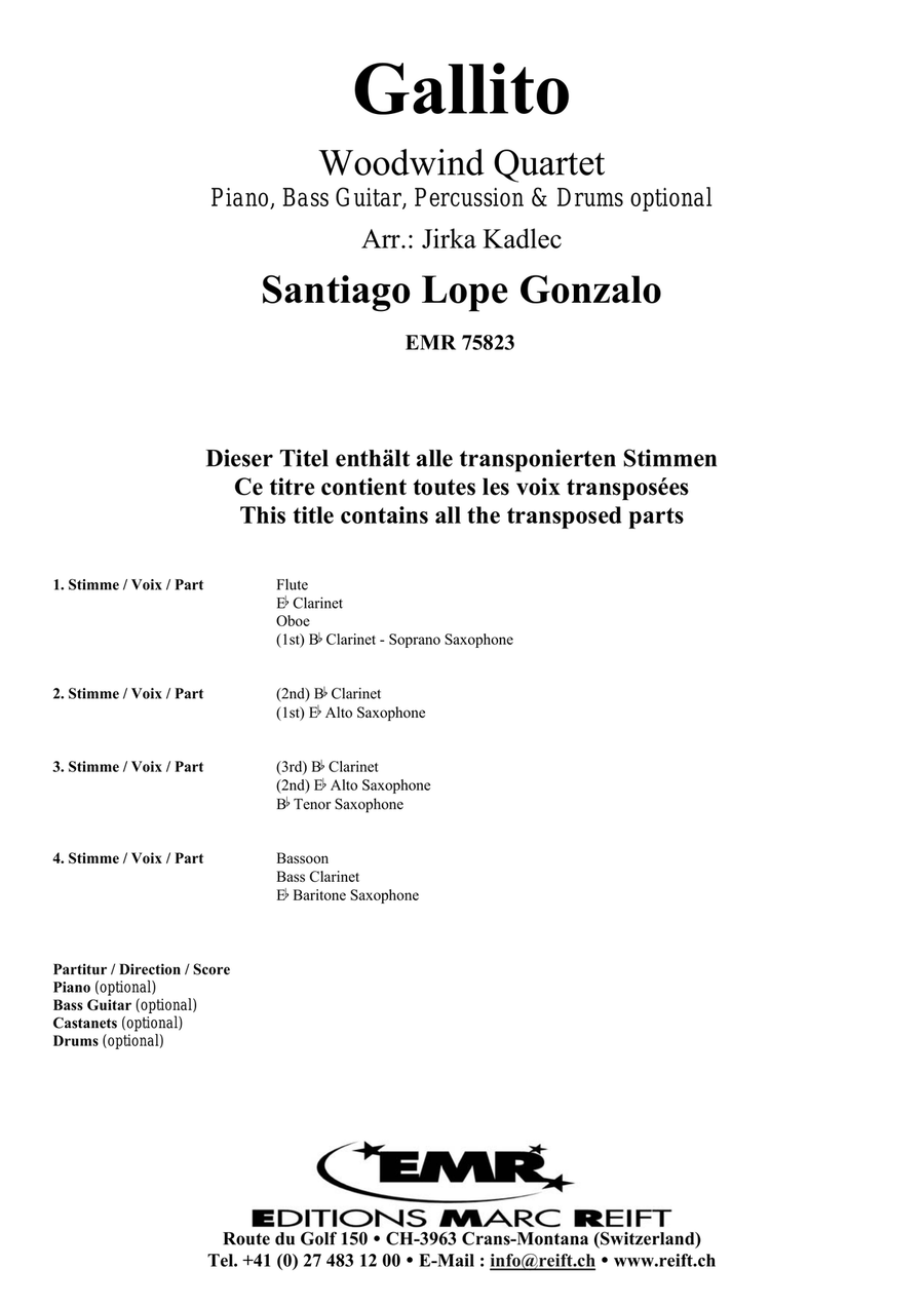 Gallito Gallito Woodwind Quartet scores gallery preview page 2