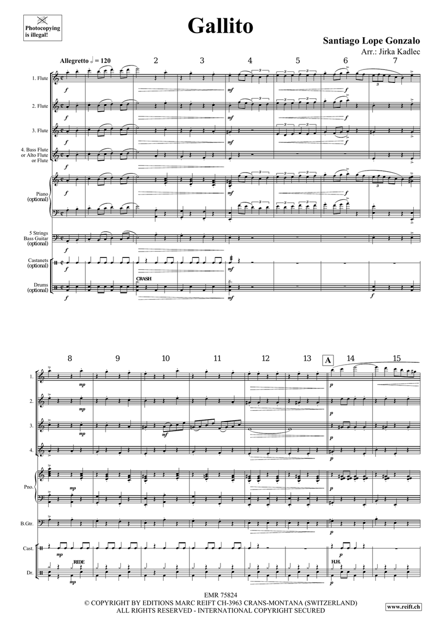Gallito Gallito Flute Quartet scores gallery preview page 3