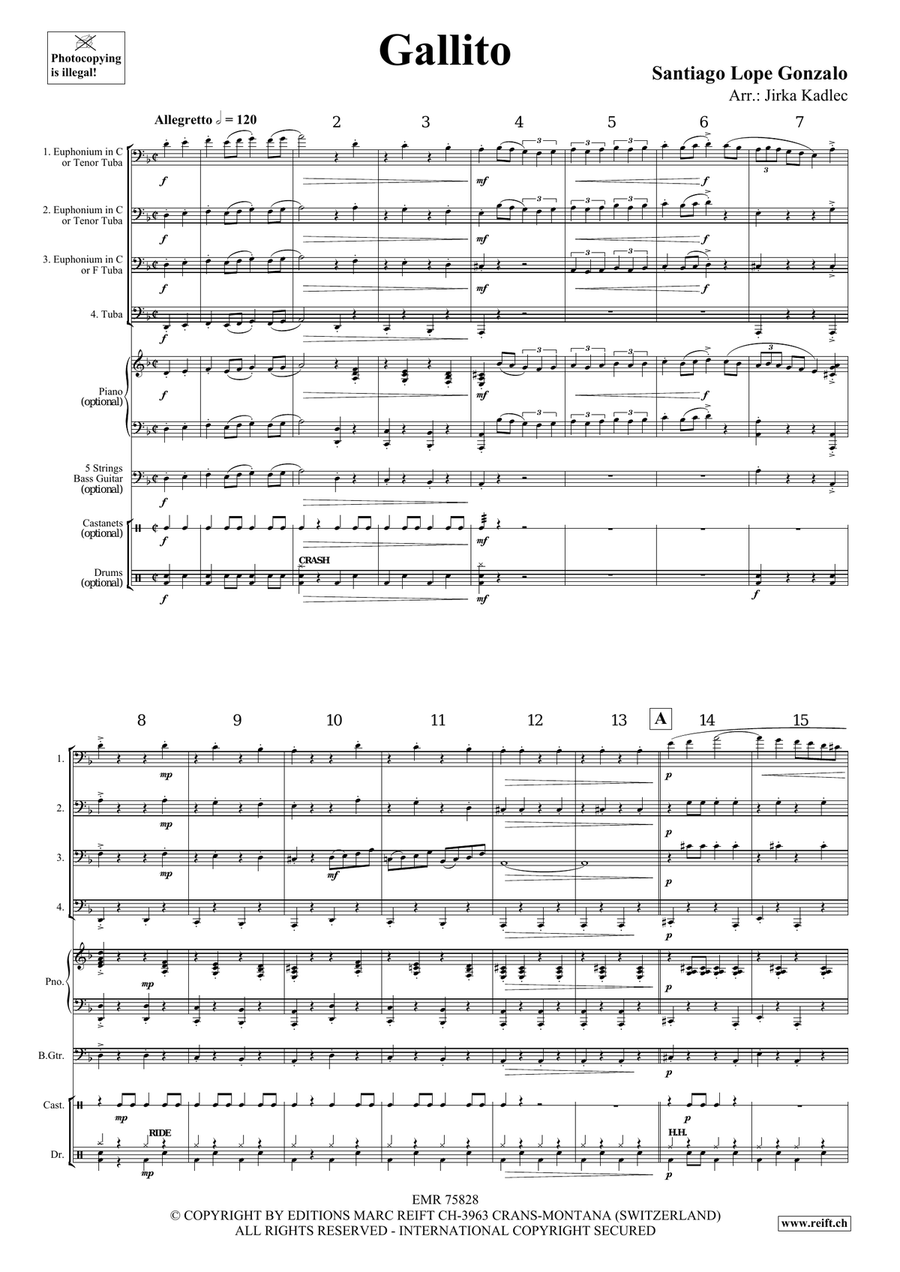 Gallito Gallito Tuba Quartet scores gallery preview page 3