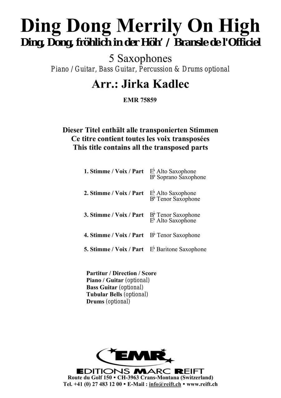 Ding Dong Merrily On High Saxophone Quintet scores gallery preview page 2