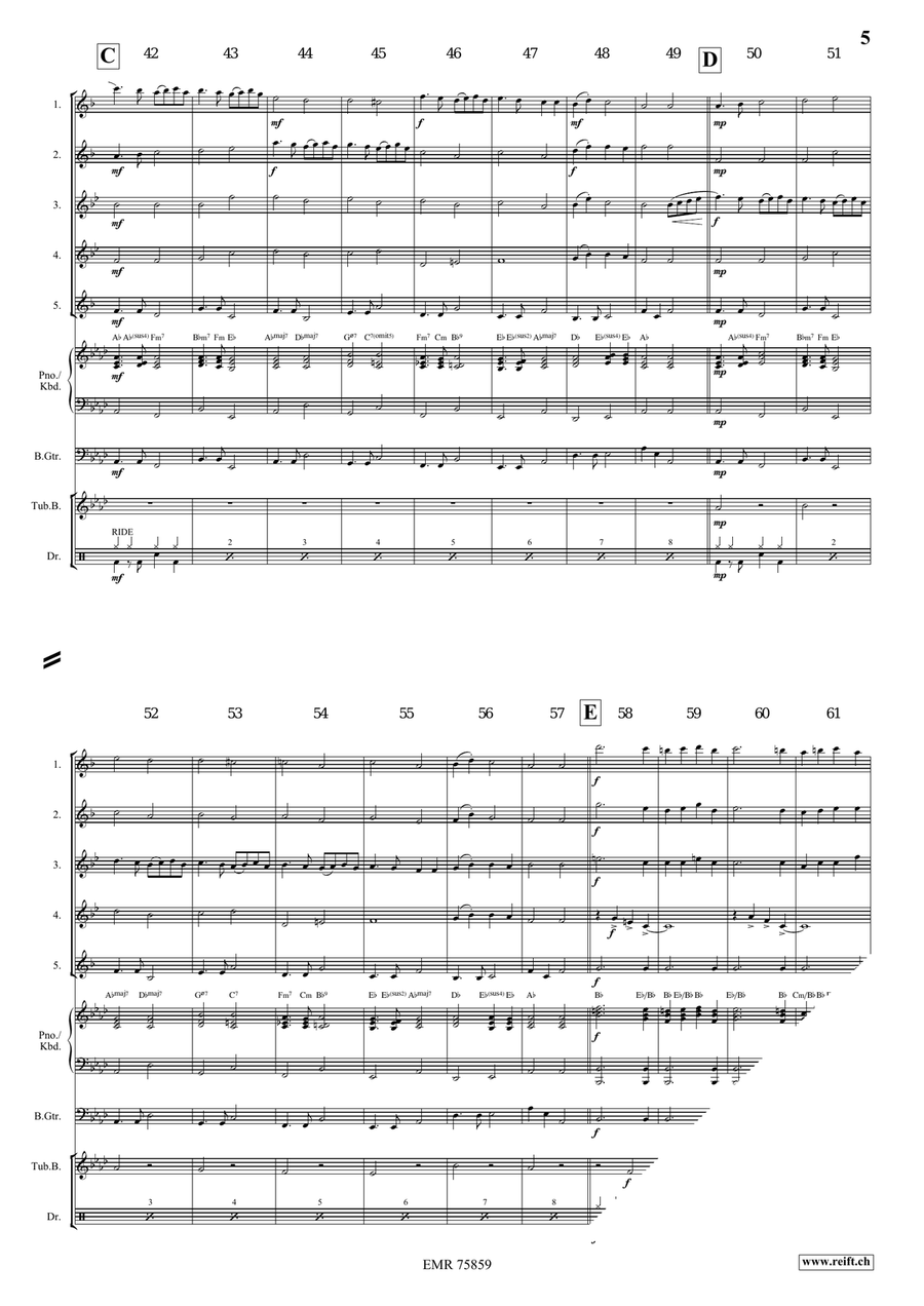 Ding Dong Merrily On High Saxophone Quintet scores gallery preview page 5