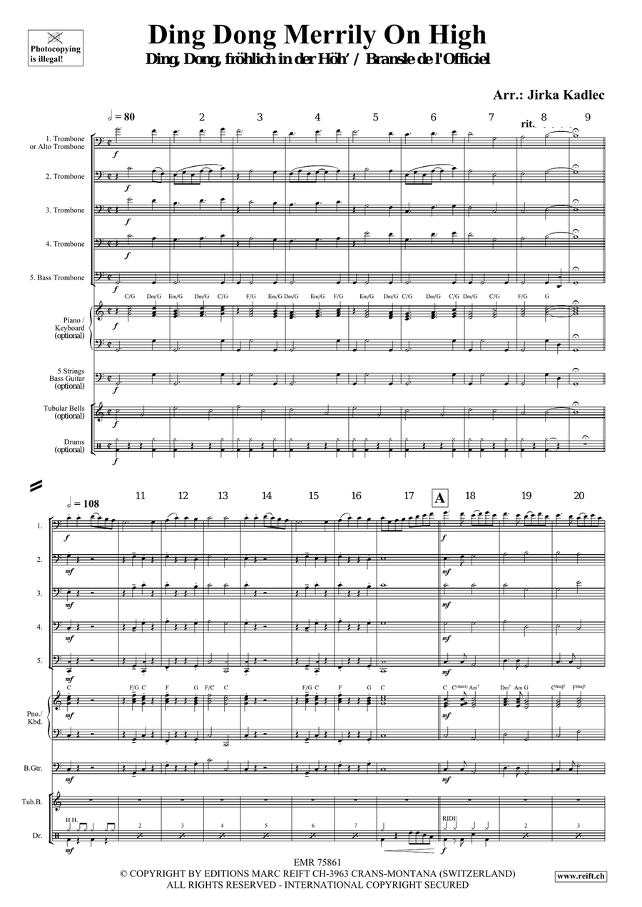 Ding Dong Merrily On High Trombone scores gallery preview page 3