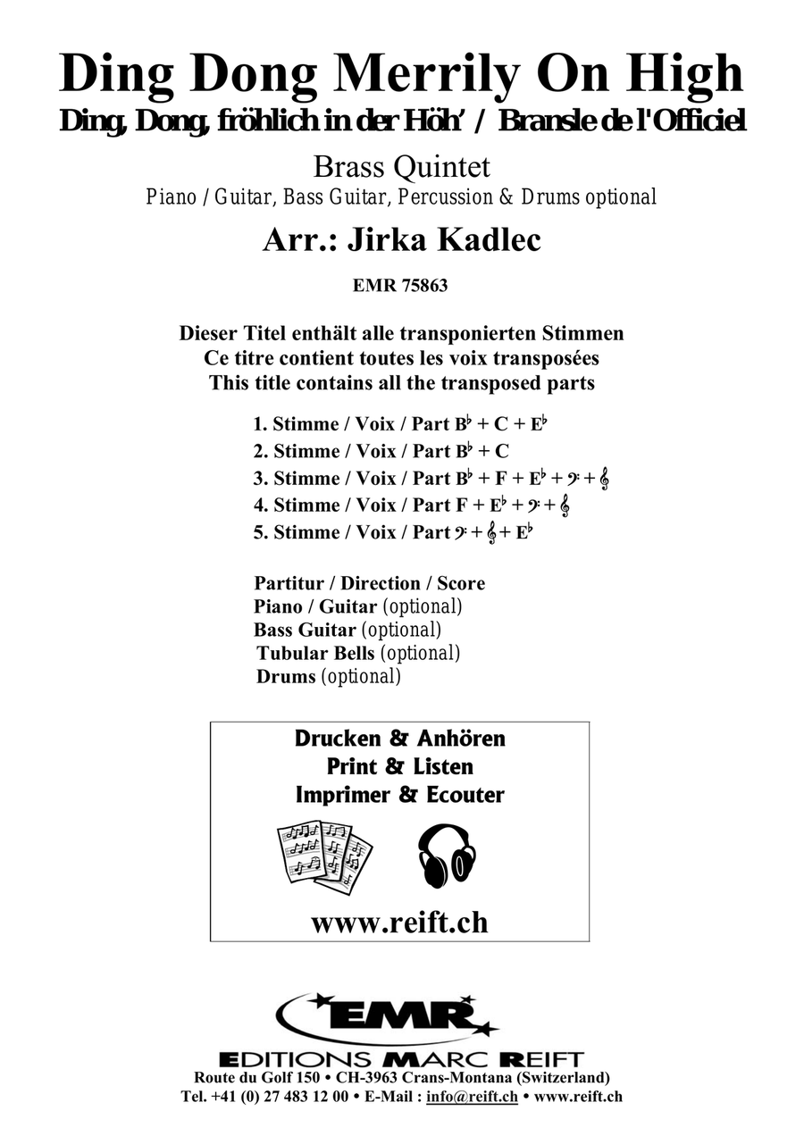 Ding Dong Merrily On High Brass Quintet scores gallery preview page 2