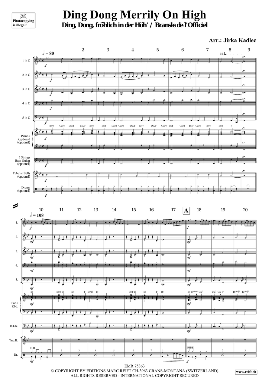 Ding Dong Merrily On High Brass Quintet scores gallery preview page 3