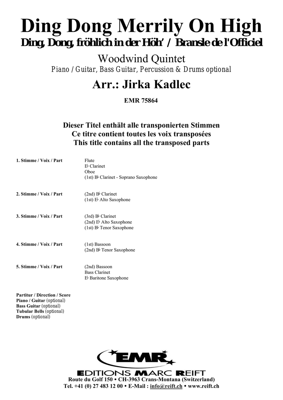 Ding Dong Merrily On High Woodwind Quintet scores gallery preview page 2