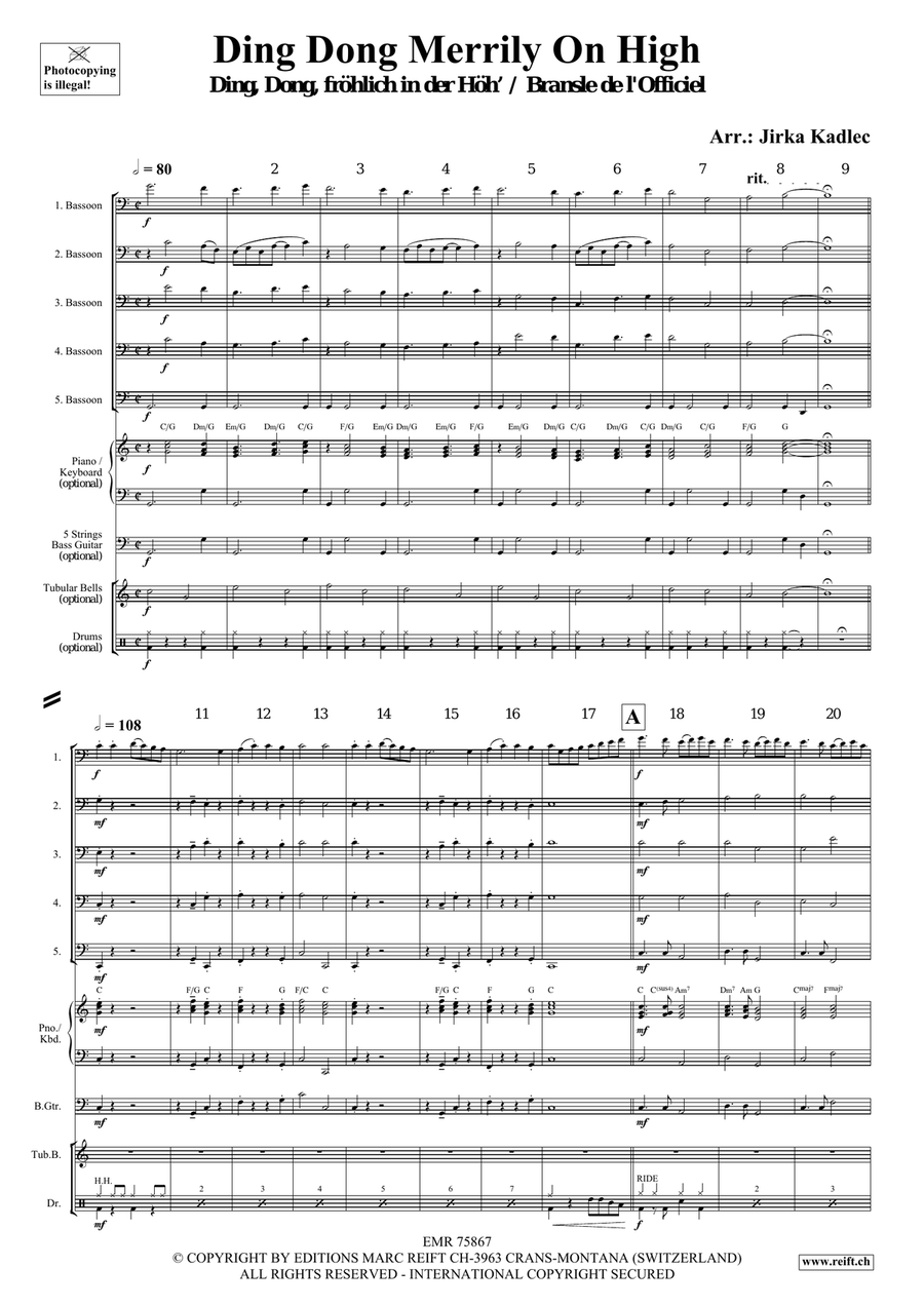 Ding Dong Merrily On High Bassoon scores gallery preview page 3