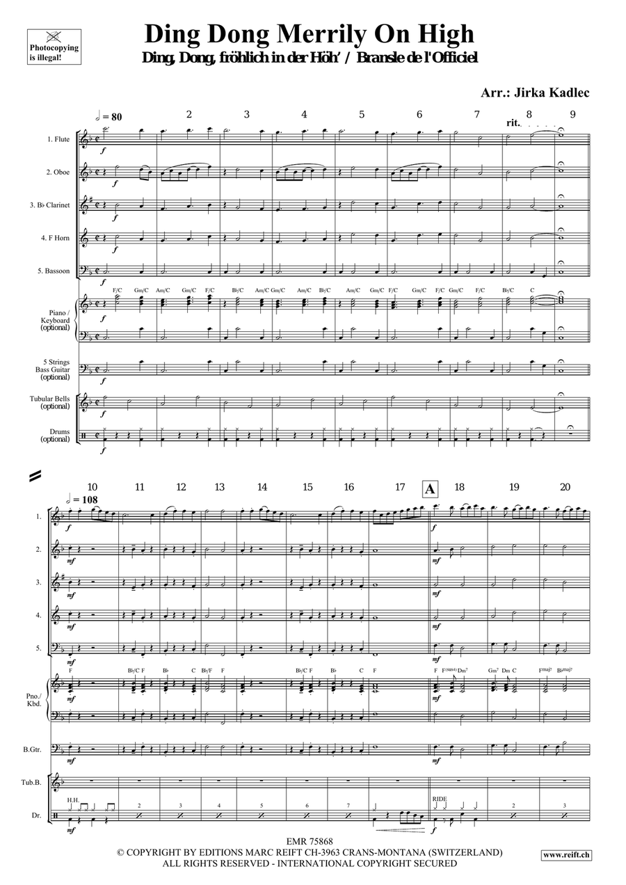 Ding Dong Merrily On High Woodwind Quintet scores gallery preview page 3