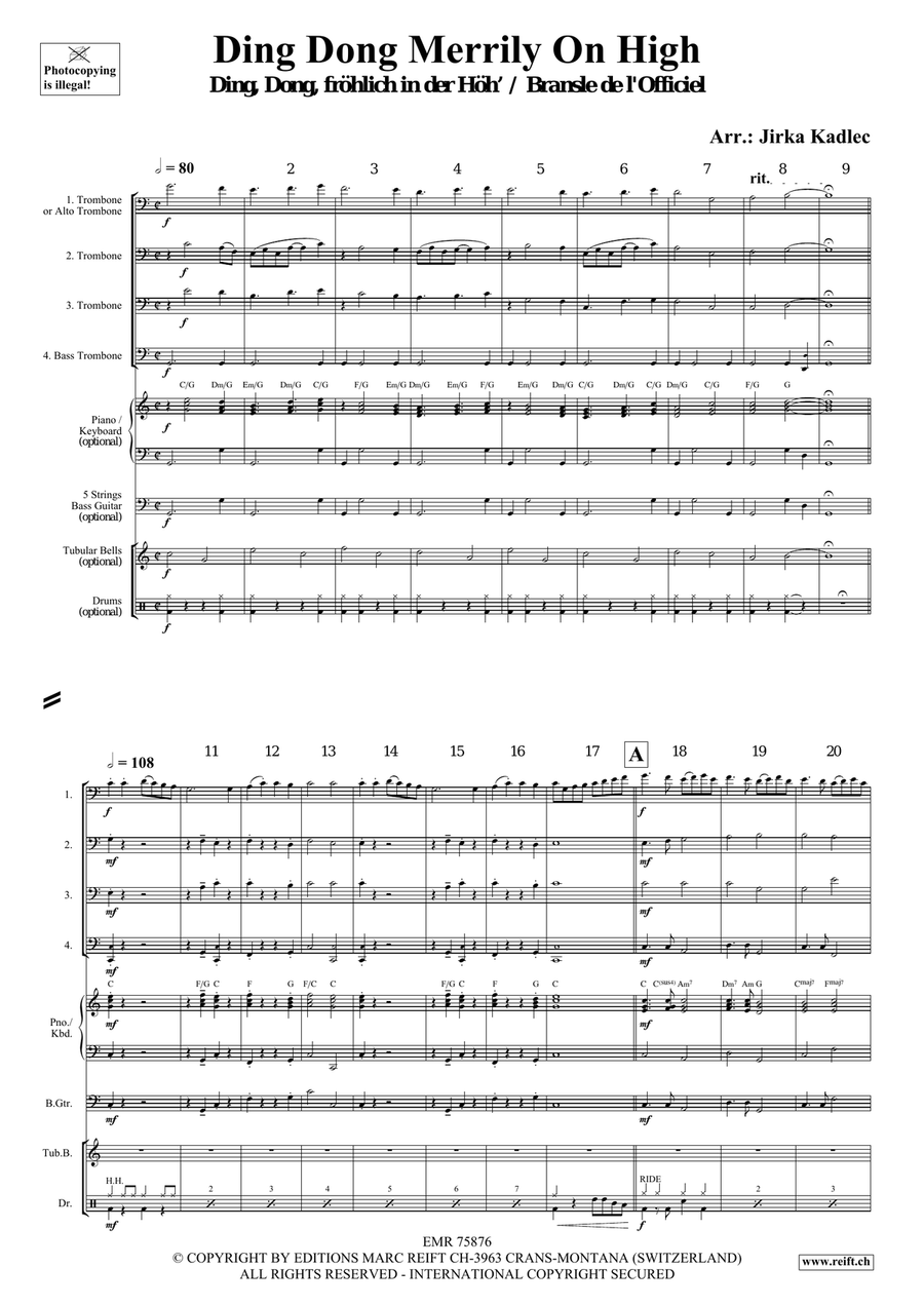 Ding Dong Merrily On High Trombone Quartet scores gallery preview page 3