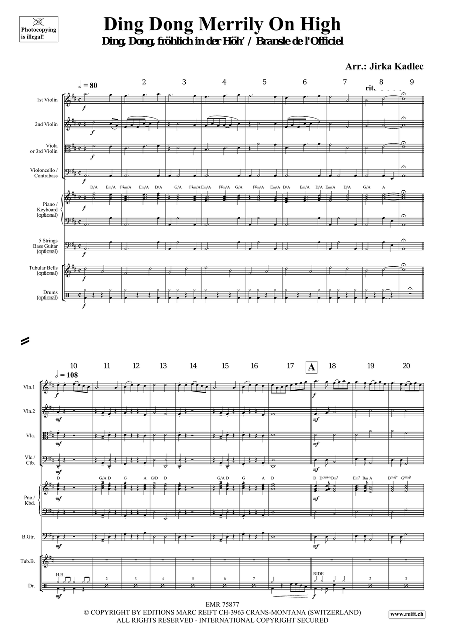 Ding Dong Merrily On High String Quartet scores gallery preview page 3