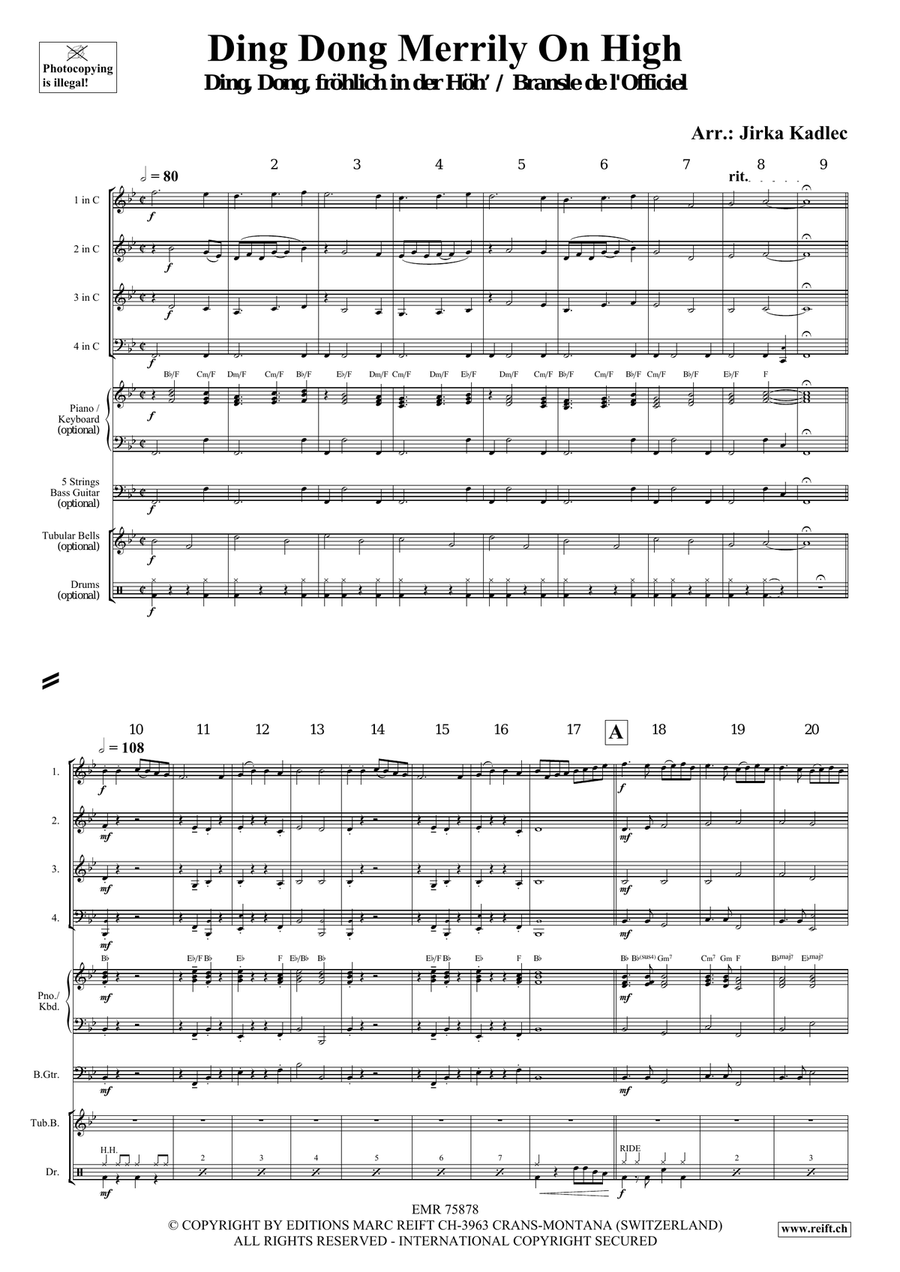 Ding Dong Merrily On High Brass Quartet scores gallery preview page 3