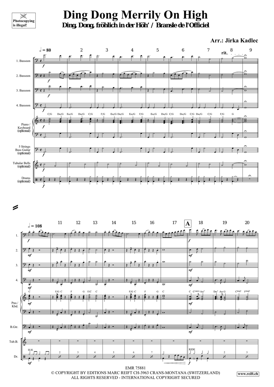 Ding Dong Merrily On High Bassoon Quartet scores gallery preview page 3
