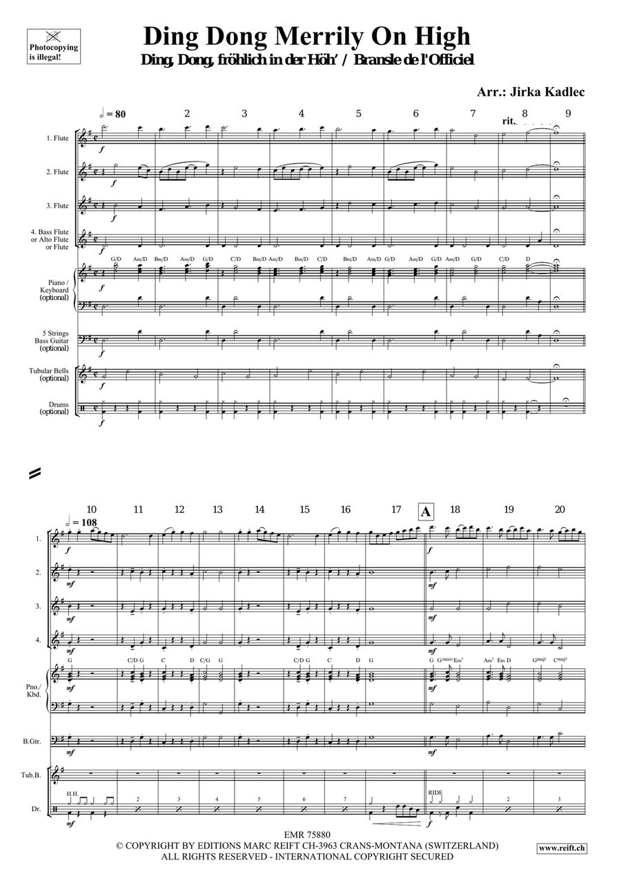 Ding Dong Merrily On High Flute Quartet scores gallery preview page 3