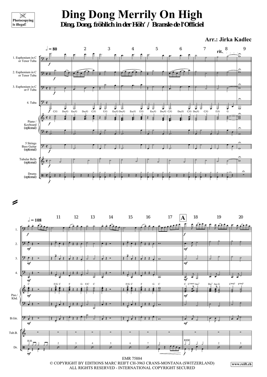 Ding Dong Merrily On High Tuba Quartet scores gallery preview page 3