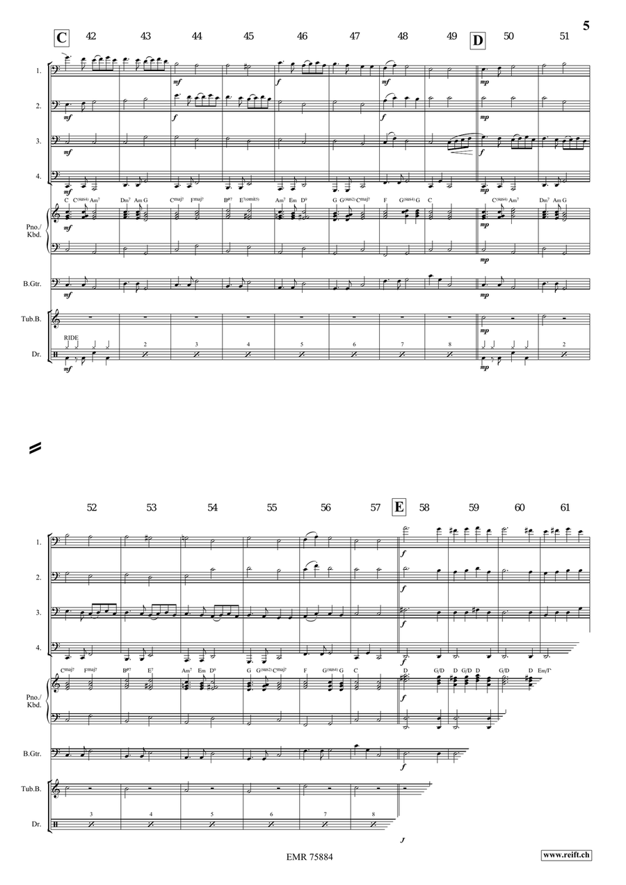 Ding Dong Merrily On High Tuba Quartet scores gallery preview page 5