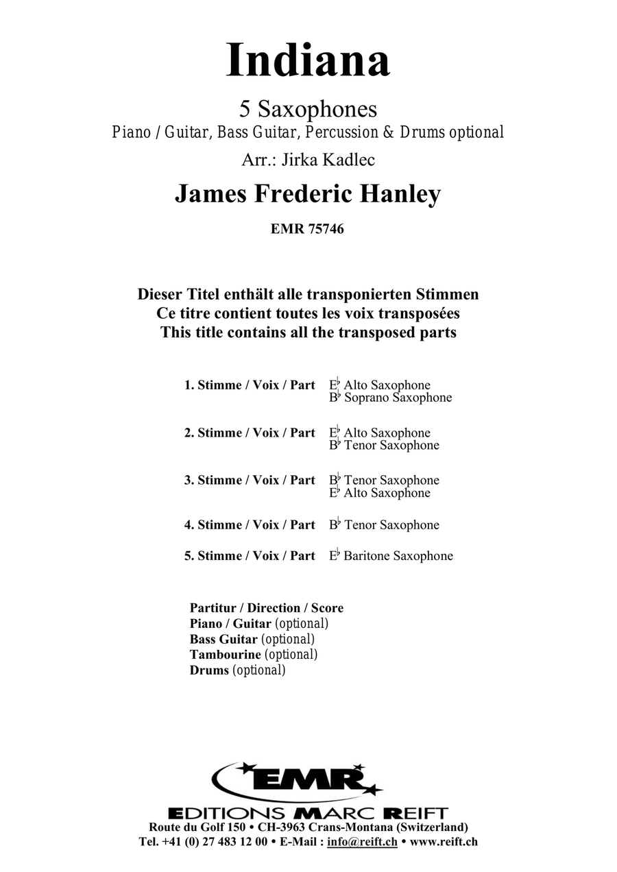 Indiana Indiana Saxophone Quintet scores gallery preview page 2