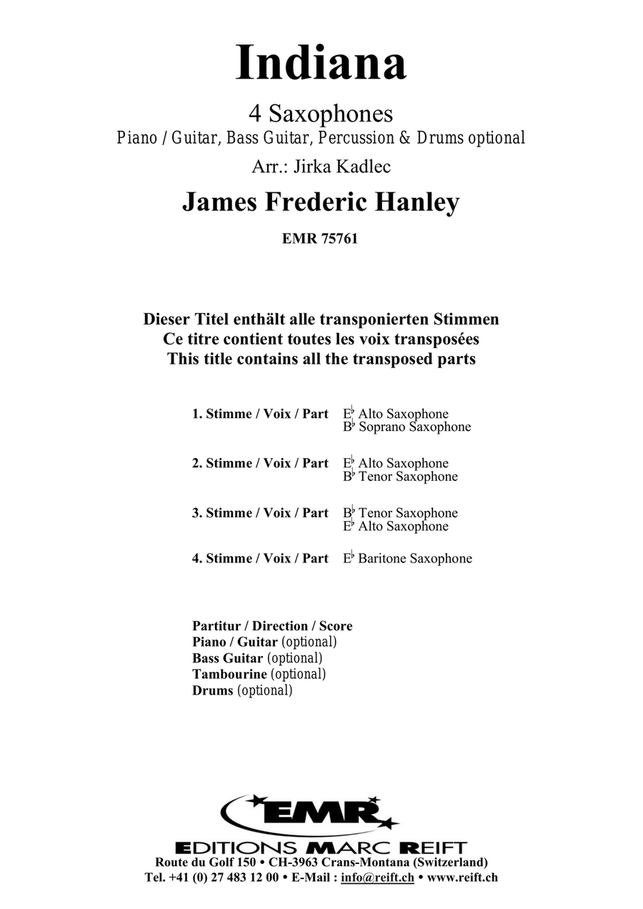 Indiana Indiana Saxophone Quartet scores gallery preview page 2