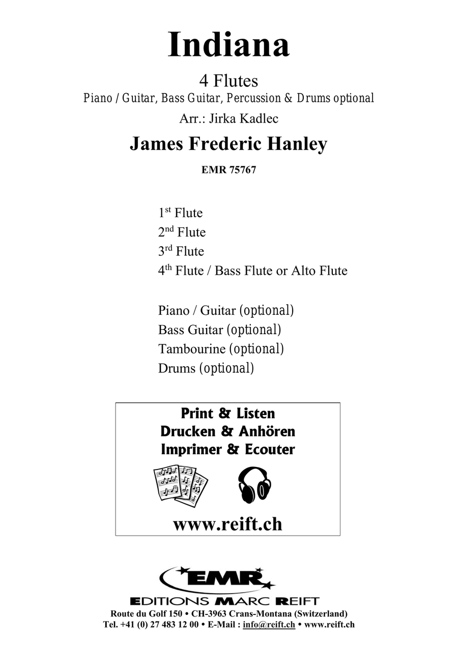 Indiana by Jirka Kadlec Flute Quartet - Sheet Music page 2