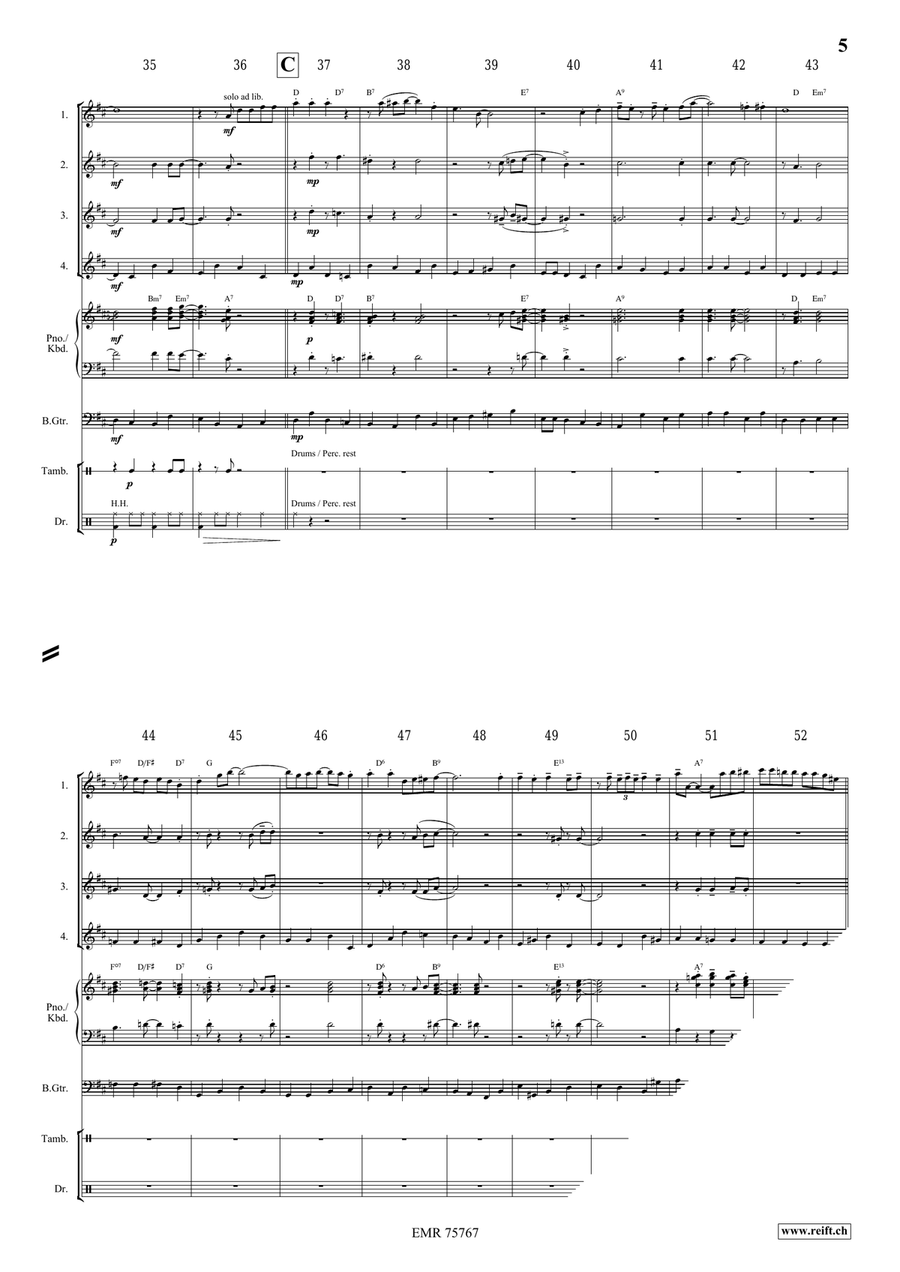 Indiana by Jirka Kadlec Flute Quartet - Sheet Music page 5