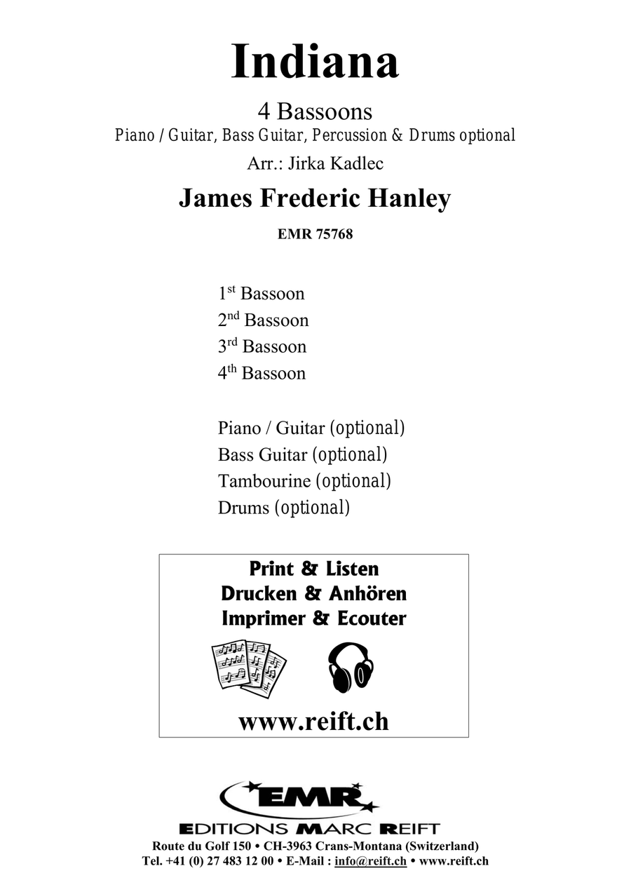 Indiana by Jirka Kadlec Bassoon Quartet - Sheet Music page 2