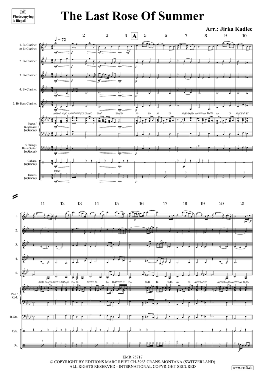 The Last Rose Of Summer The Last Rose Of Summer Clarinet Quintet scores gallery preview page 3