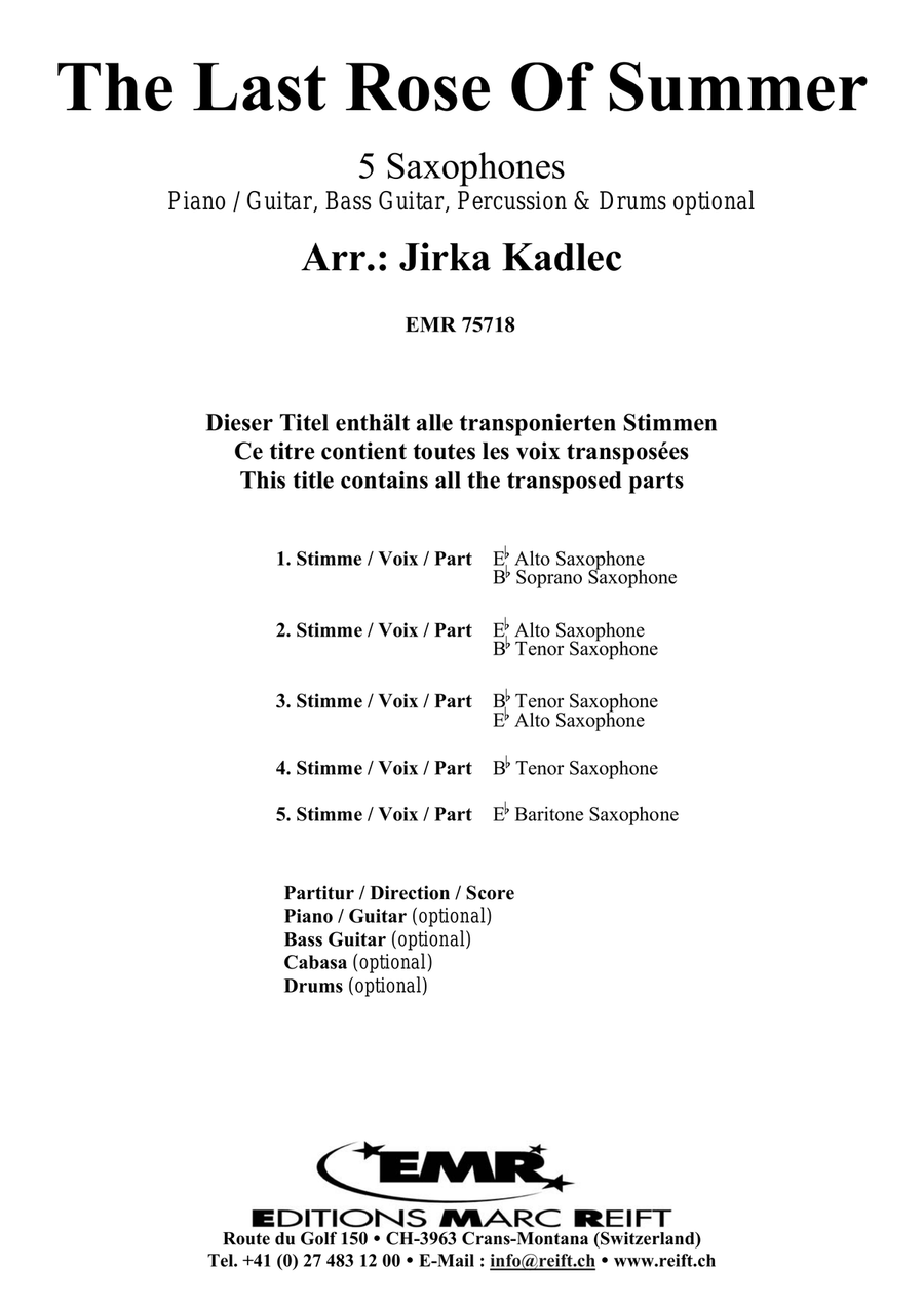 The Last Rose Of Summer The Last Rose Of Summer Saxophone Quintet scores gallery preview page 2