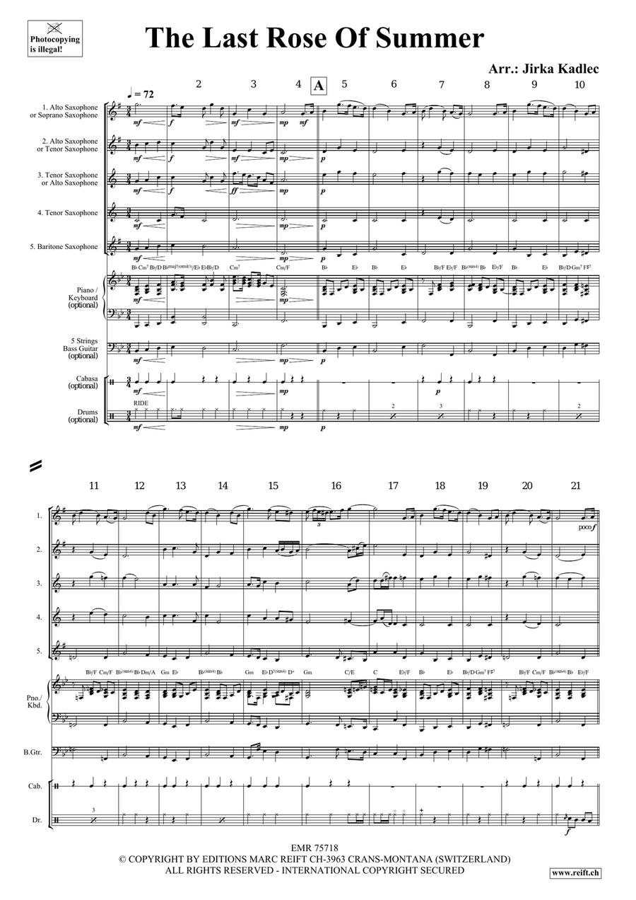 The Last Rose Of Summer The Last Rose Of Summer Saxophone Quintet scores gallery preview page 3