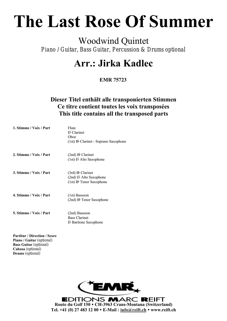 The Last Rose Of Summer The Last Rose Of Summer Woodwind Quintet scores gallery preview page 2