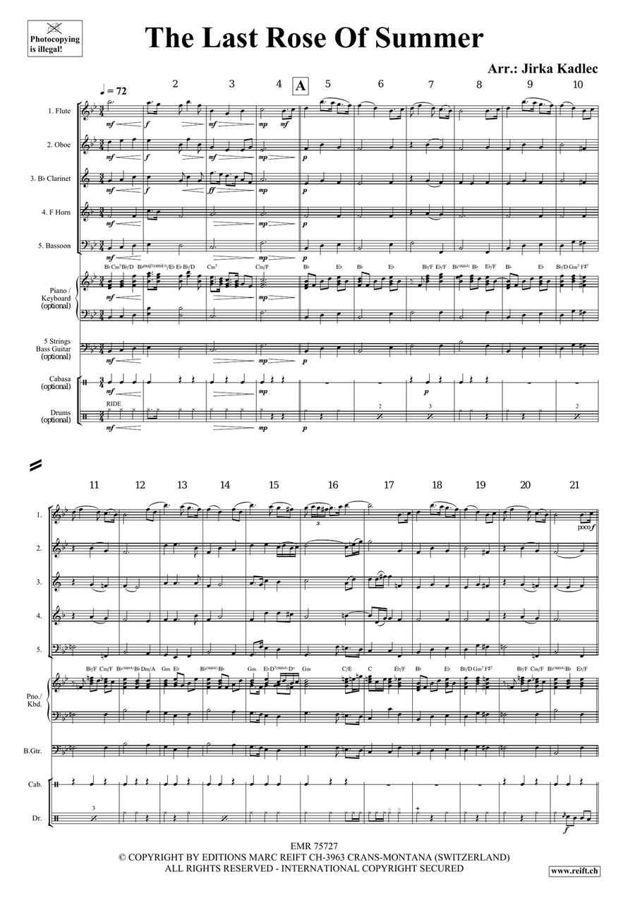 The Last Rose Of Summer The Last Rose Of Summer Woodwind Quintet scores gallery preview page 3